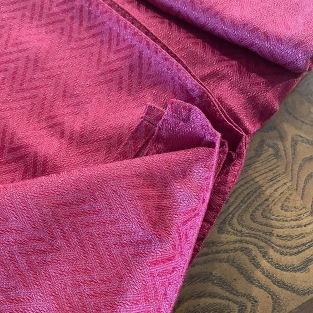 NEW Ralph Laure‎ 60 x 84 Oblong Red/Mahroon Basket Weave Cotton Blend Tablecloth